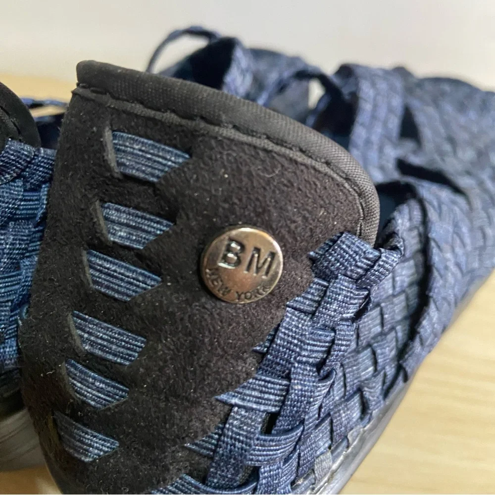 Bernie Mev. Wedge Sandals Sz 41 10 Drake Blue Woven Mary Jane Shoes Boho Comfort